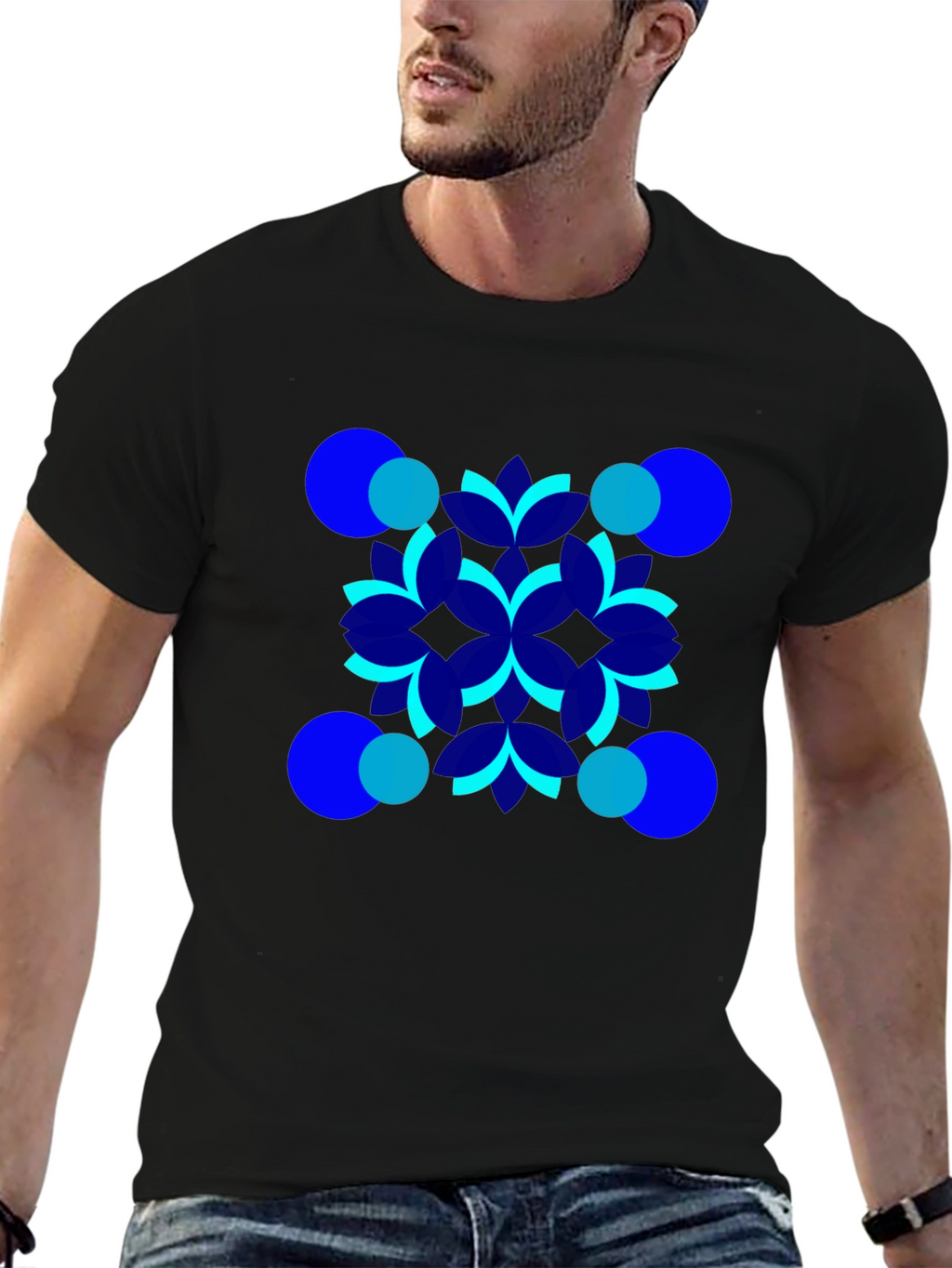 Geometric Pattern Black T-Shirt
