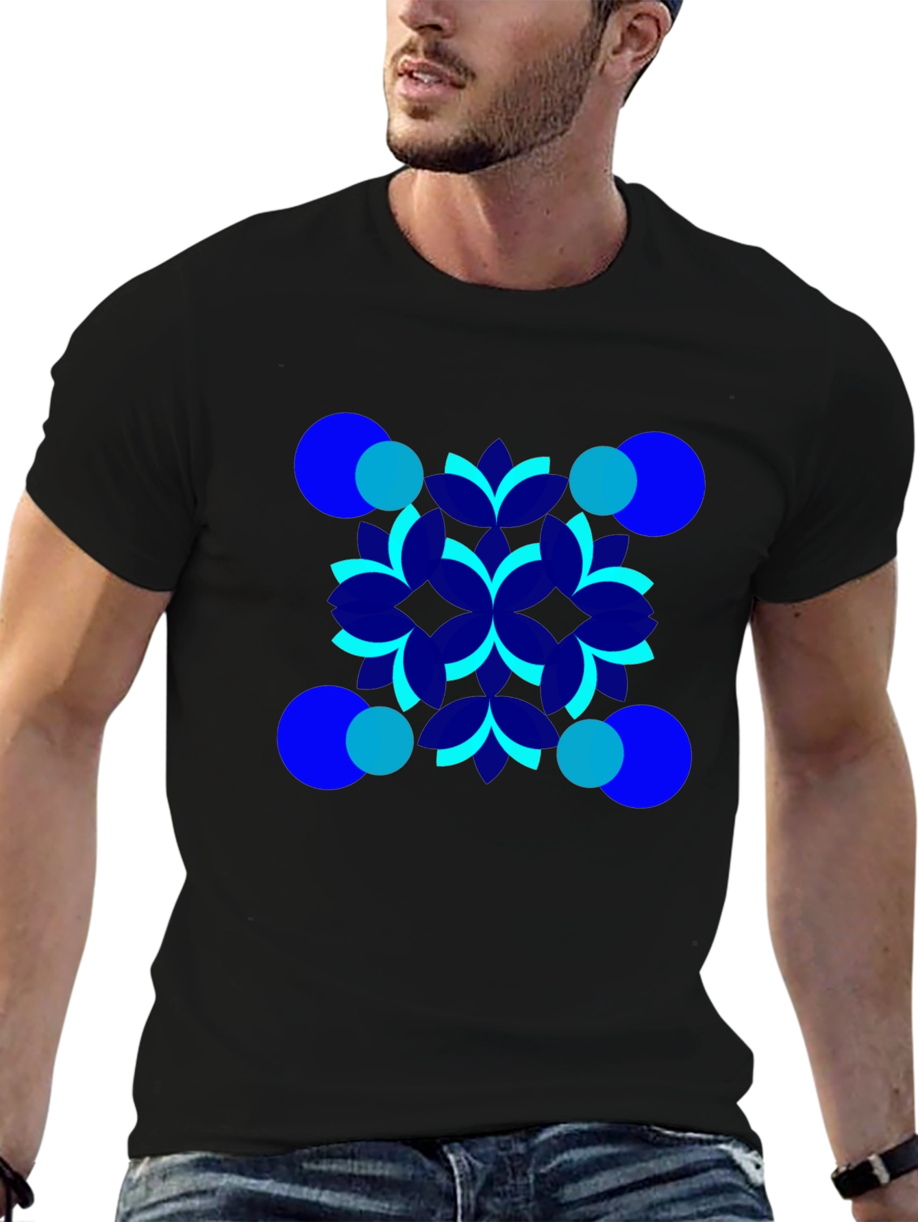Geometric Pattern Black T-Shirt