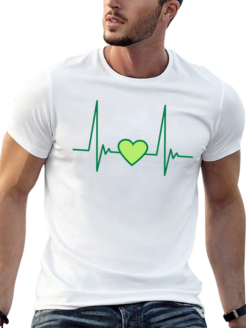 Heartbeat Love Heart T-Shirt - Black