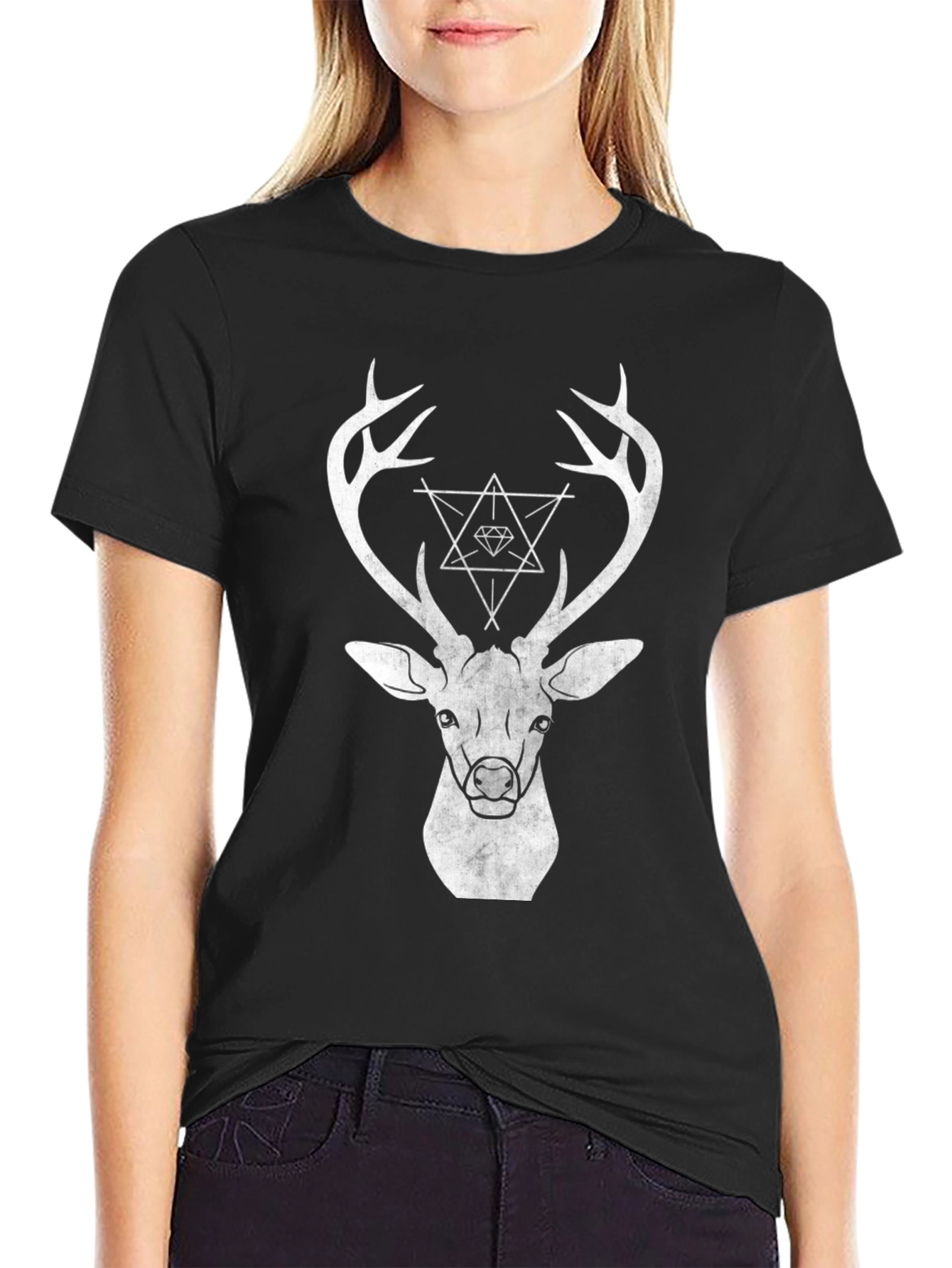 Geometric Deer Graphic T-Shirt