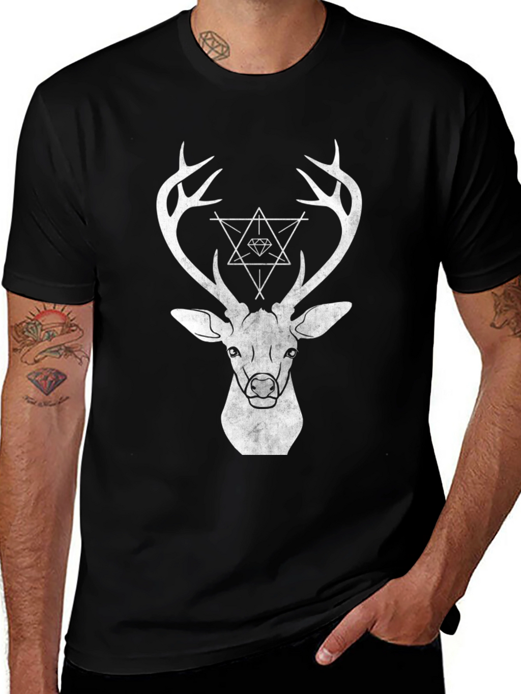 Geometric Deer Graphic T-Shirt