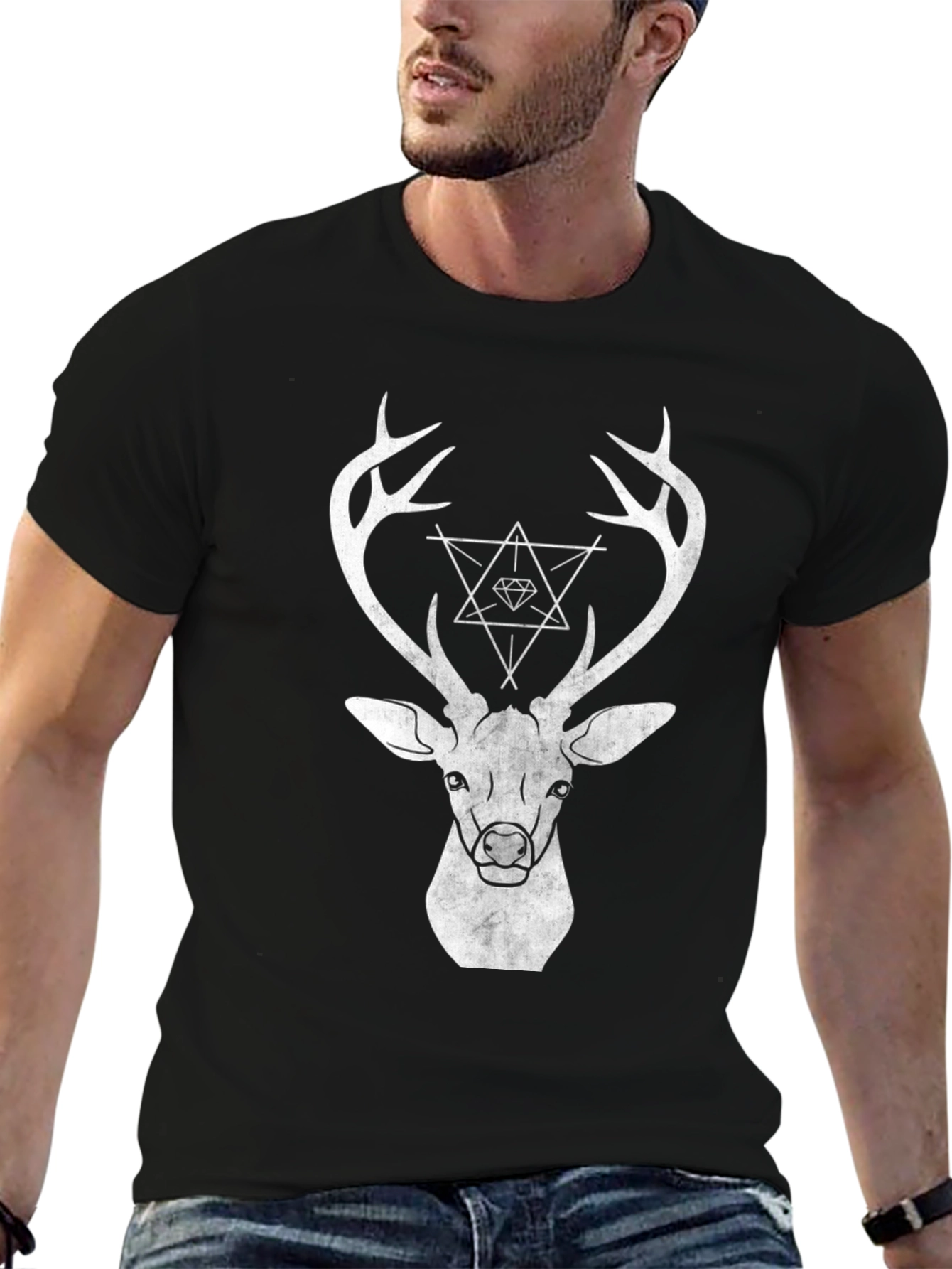 Geometric Deer Graphic T-Shirt