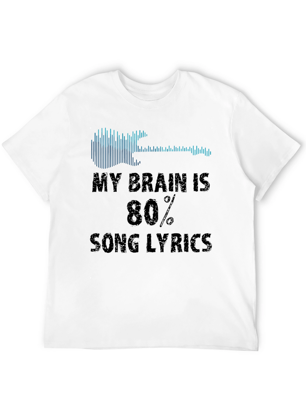 Song Lyrics Graphic Tee - Guitar & Soundwave Design