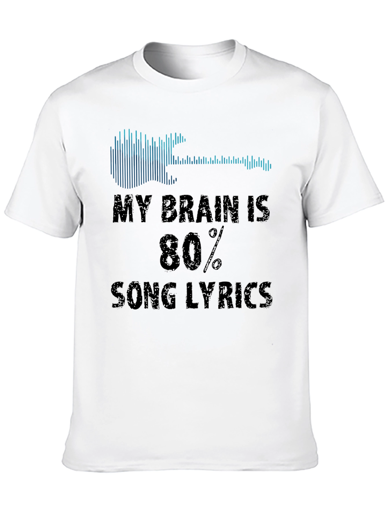 Song Lyrics Graphic Tee - Guitar & Soundwave Design