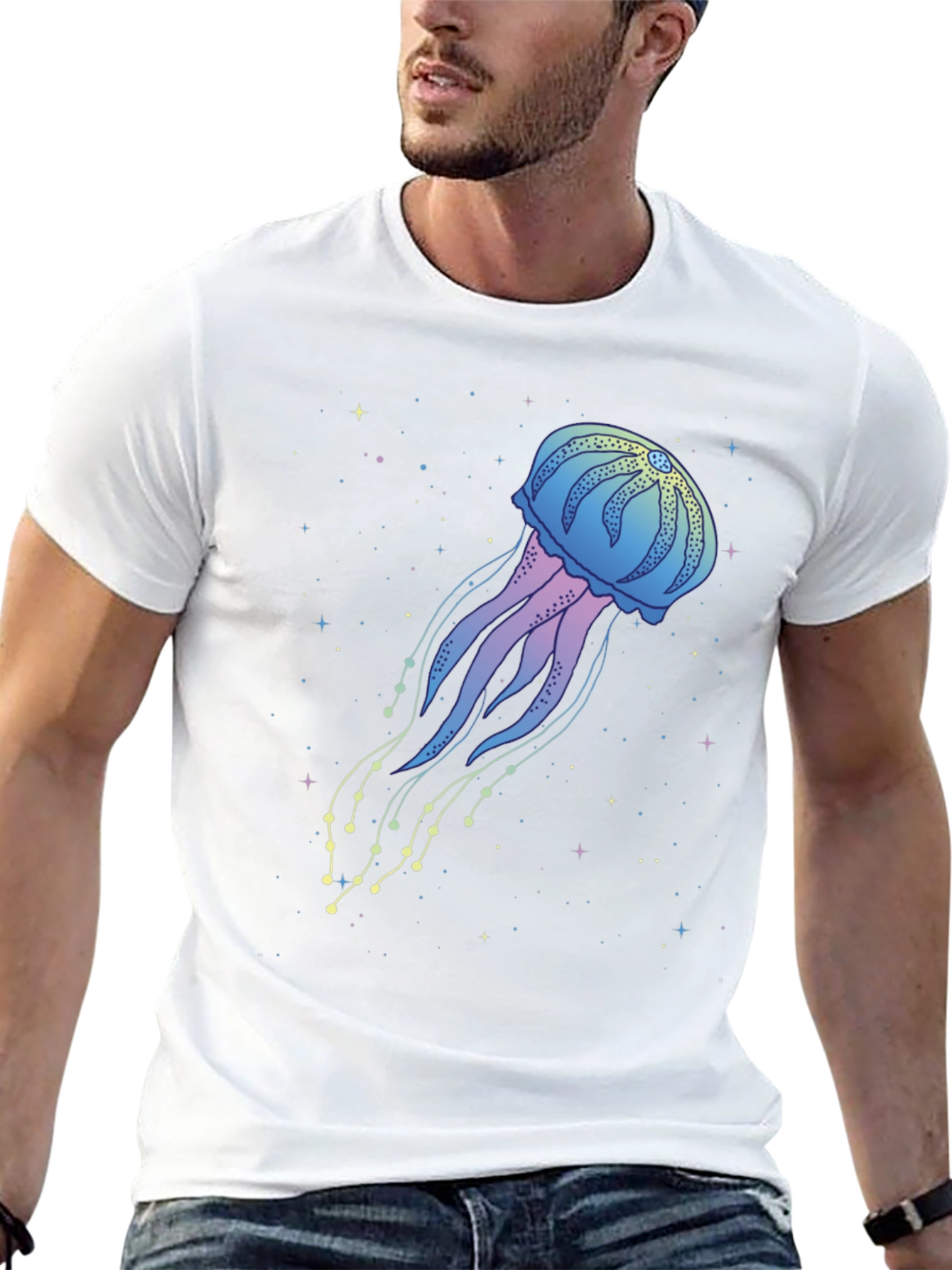 Jellyfish Space Graphic Black T-Shirt