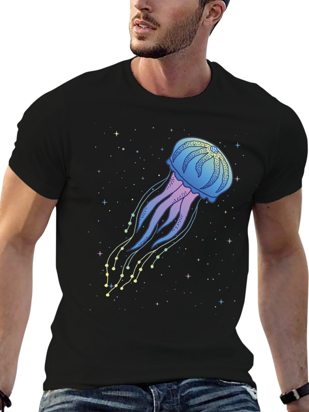 Jellyfish Space Graphic Black T-Shirt