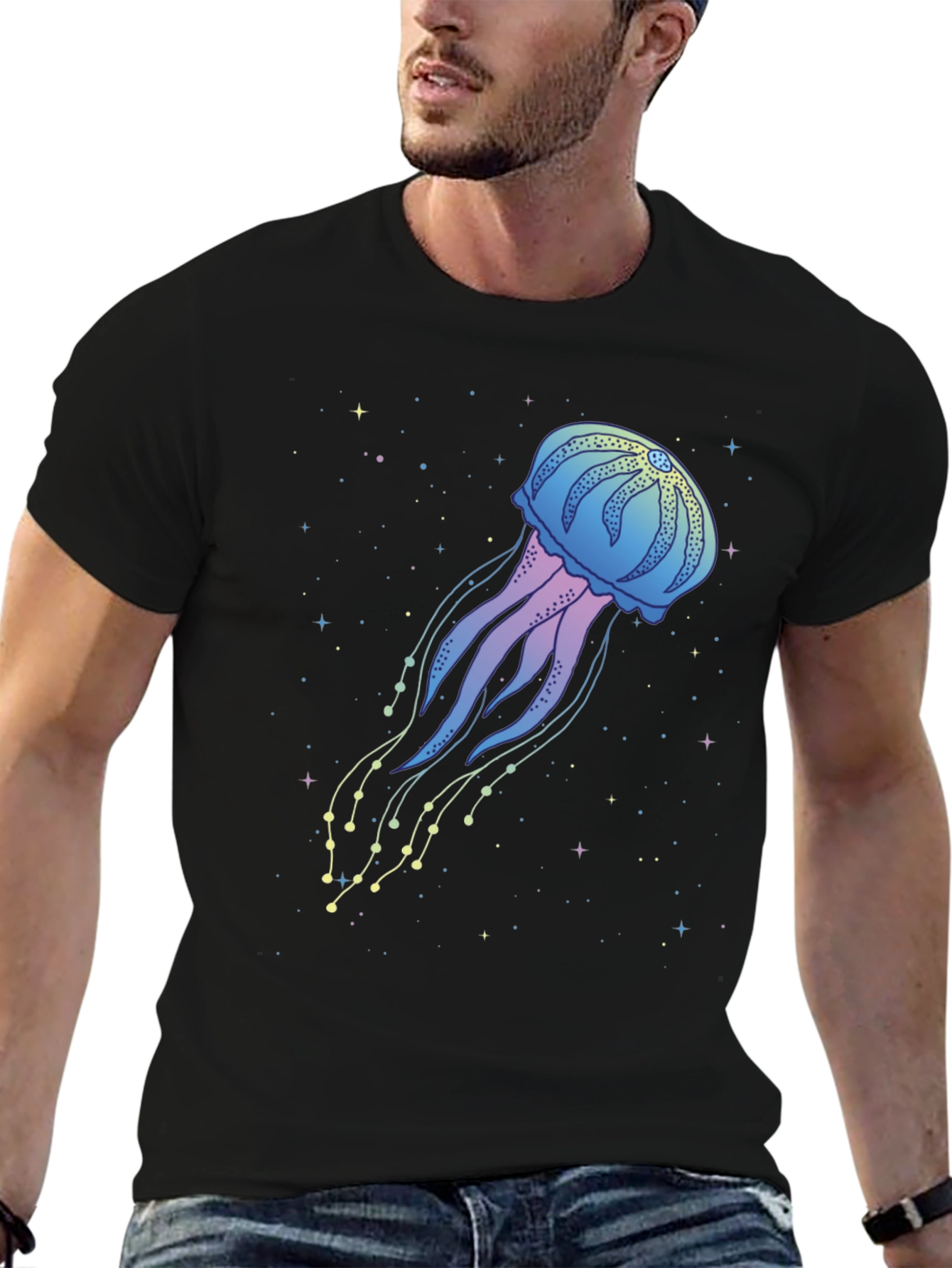 Jellyfish Space Graphic Black T-Shirt