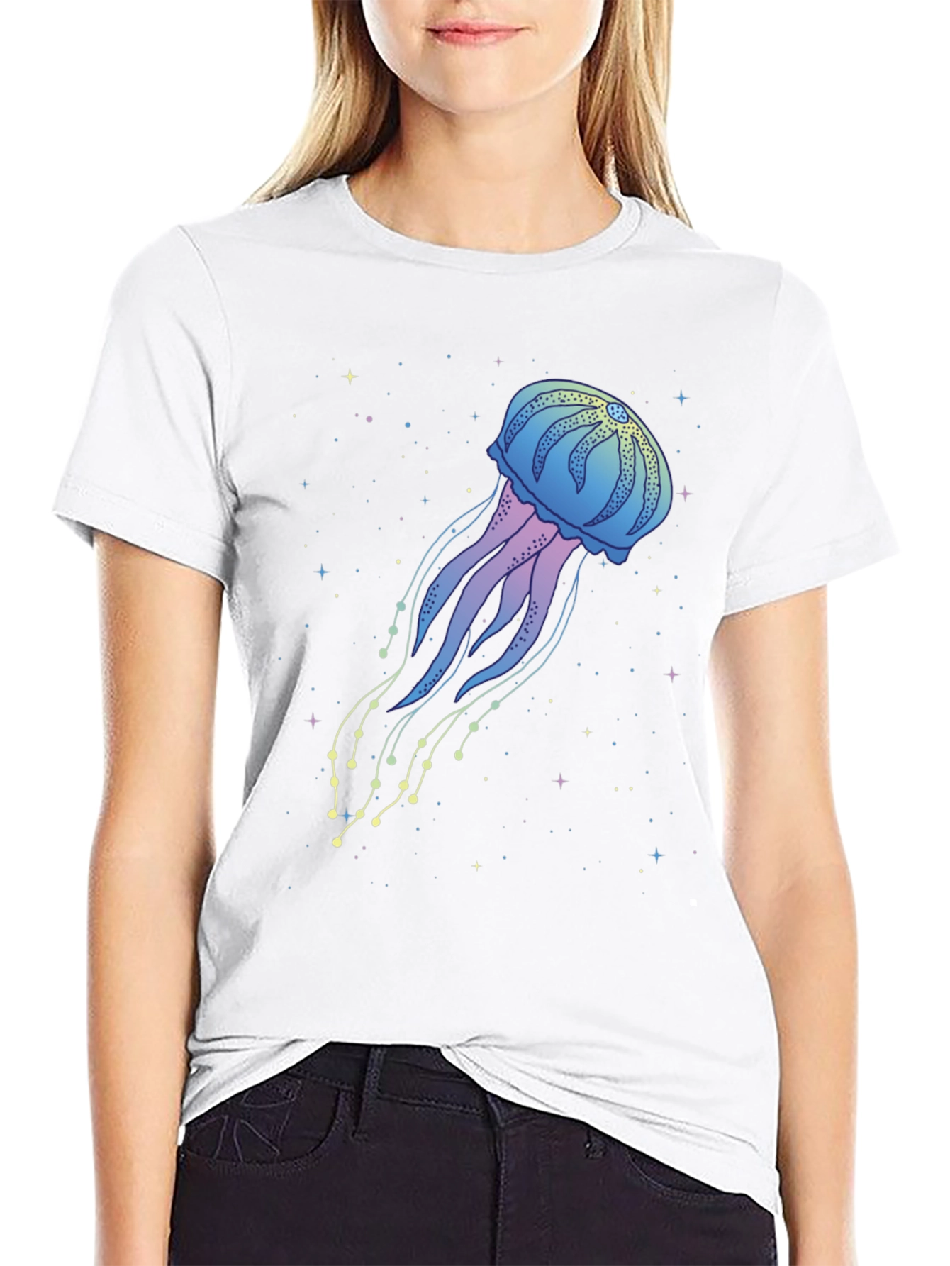 Jellyfish Space Graphic Black T-Shirt