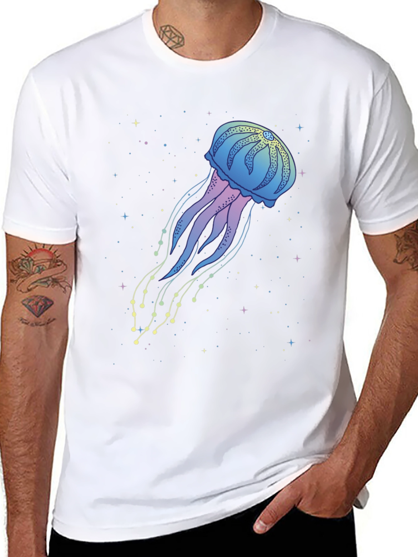 Jellyfish Space Graphic Black T-Shirt