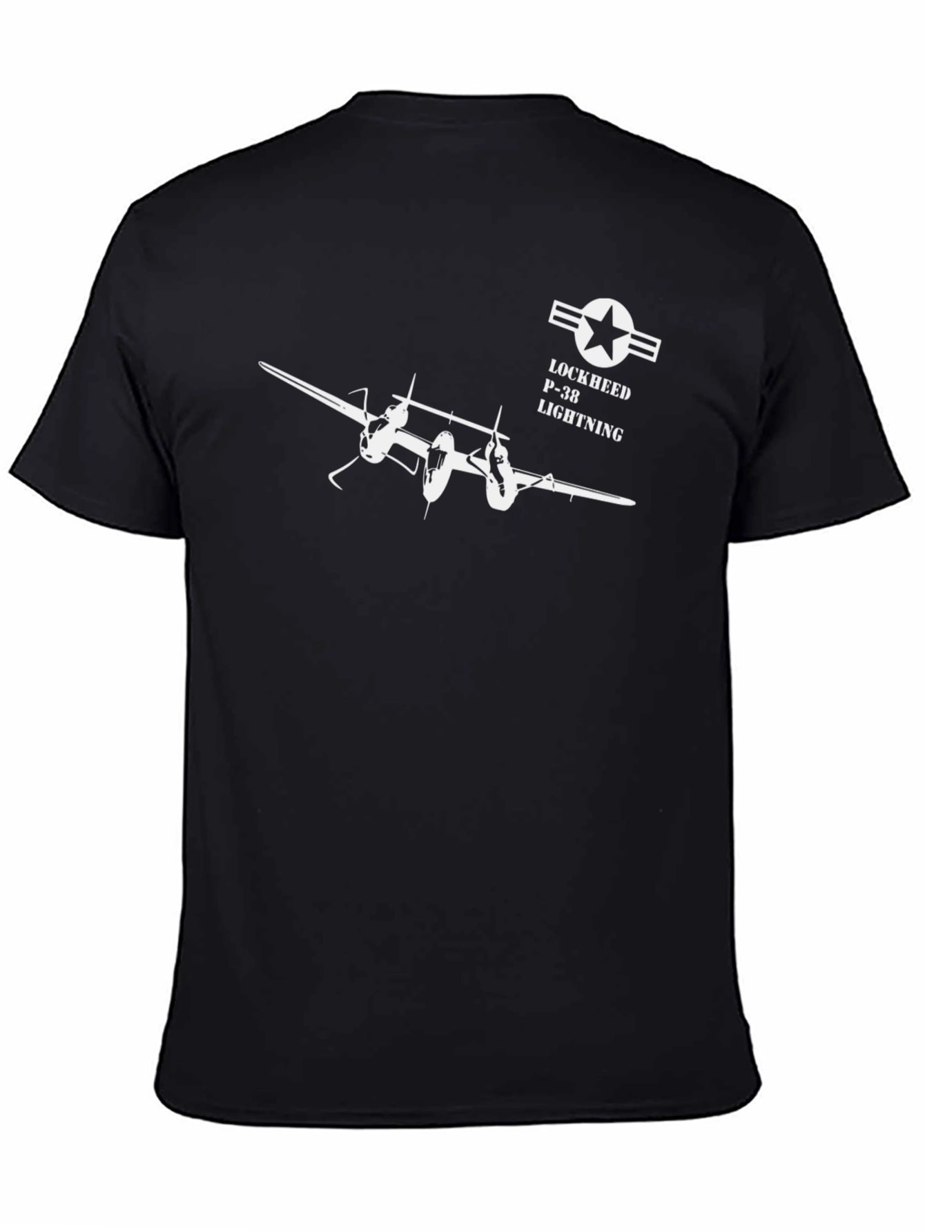 Lockheed P-38 Lightning Black Graphic T-Shirt