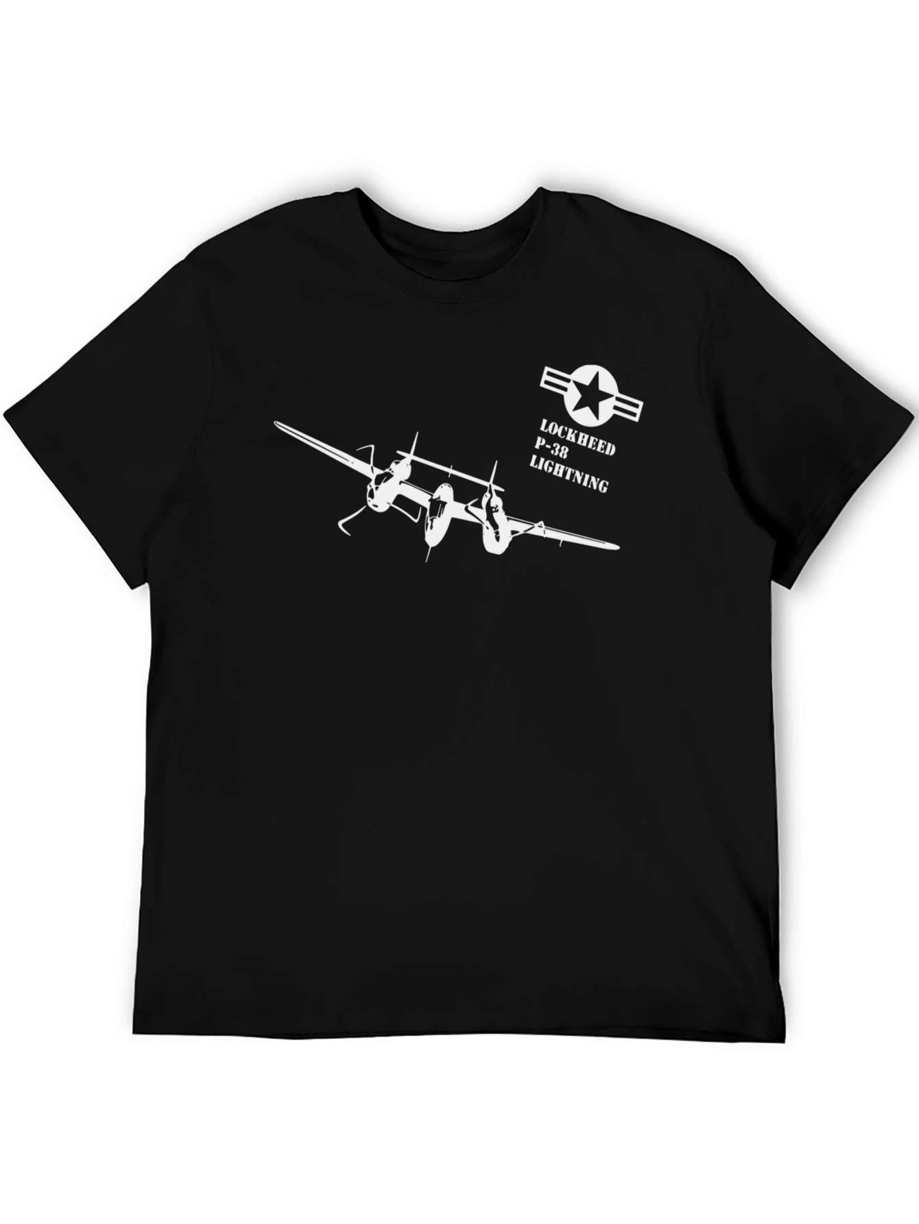 Lockheed P-38 Lightning Black Graphic T-Shirt