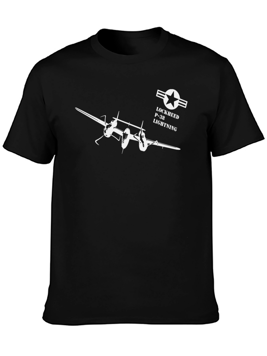 Lockheed P-38 Lightning Black Graphic T-Shirt