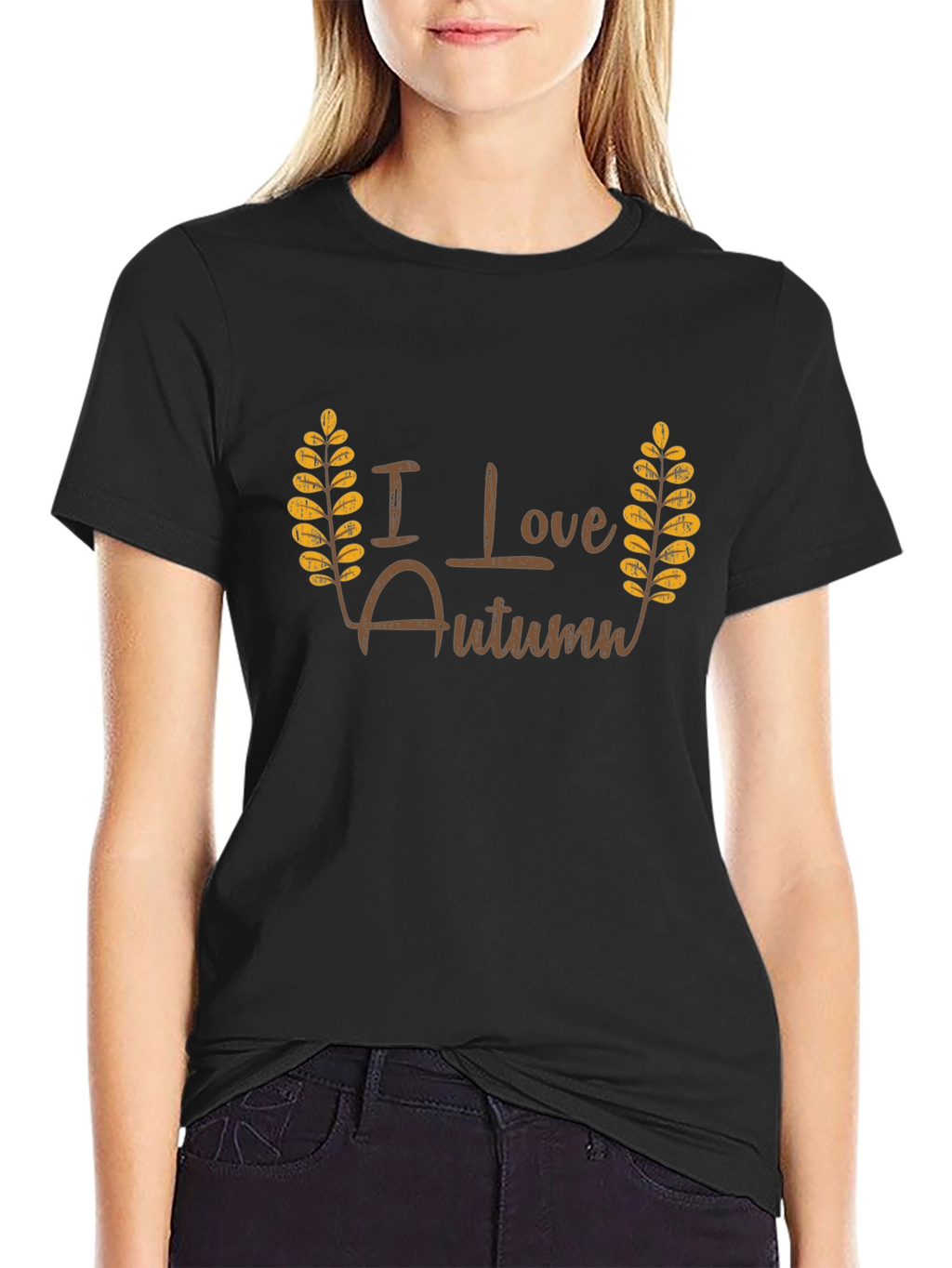 I Love Autumn Black T-Shirt