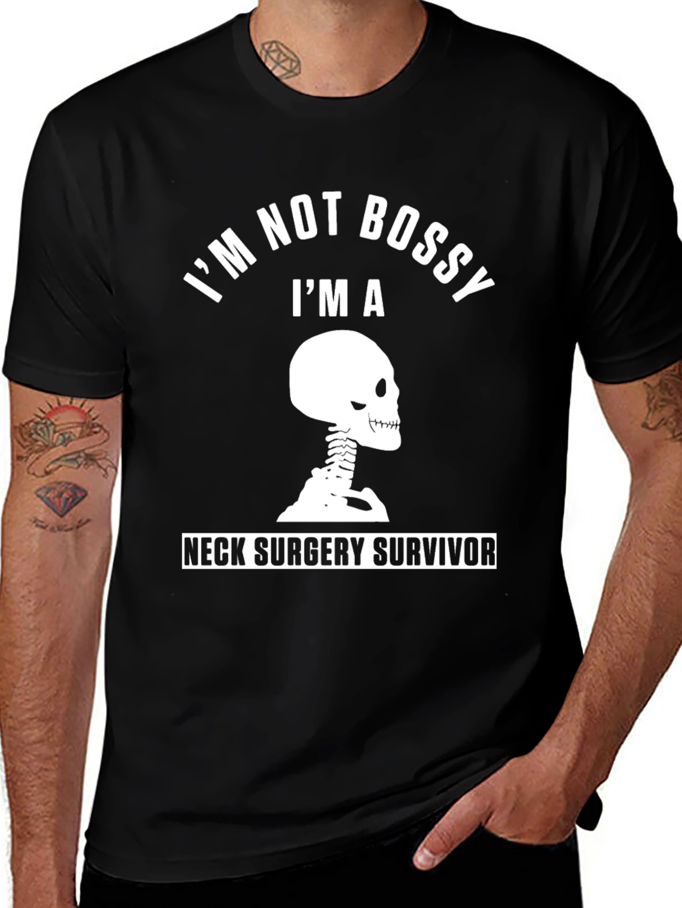 Neck Surgery Survivor Skeleton Graphic T-Shirt