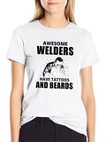 Awesome Welders Tattooed & Bearded Graphic T-Shirt