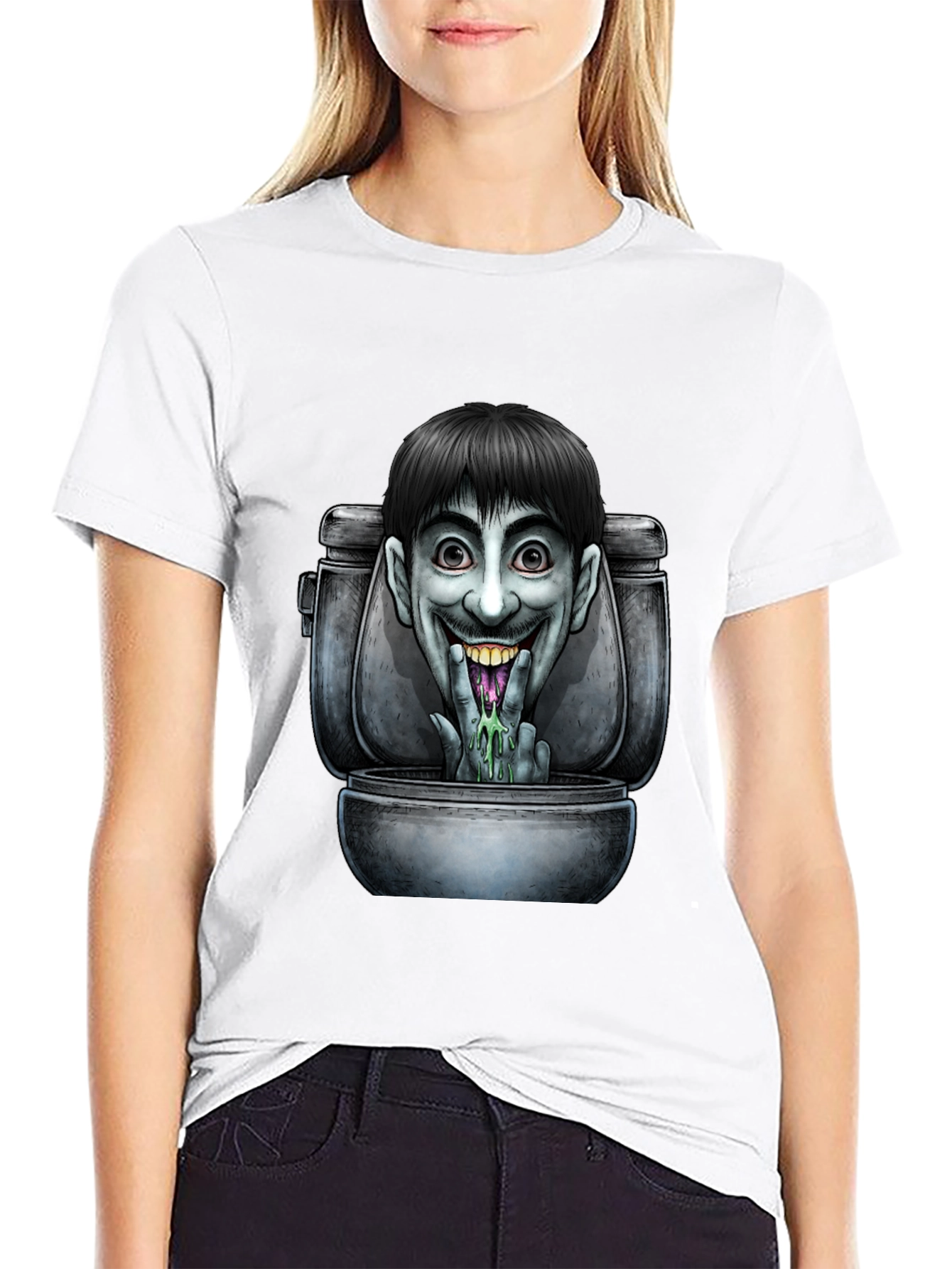 Toilet Monster Graphic Tee - Unique Horror Design