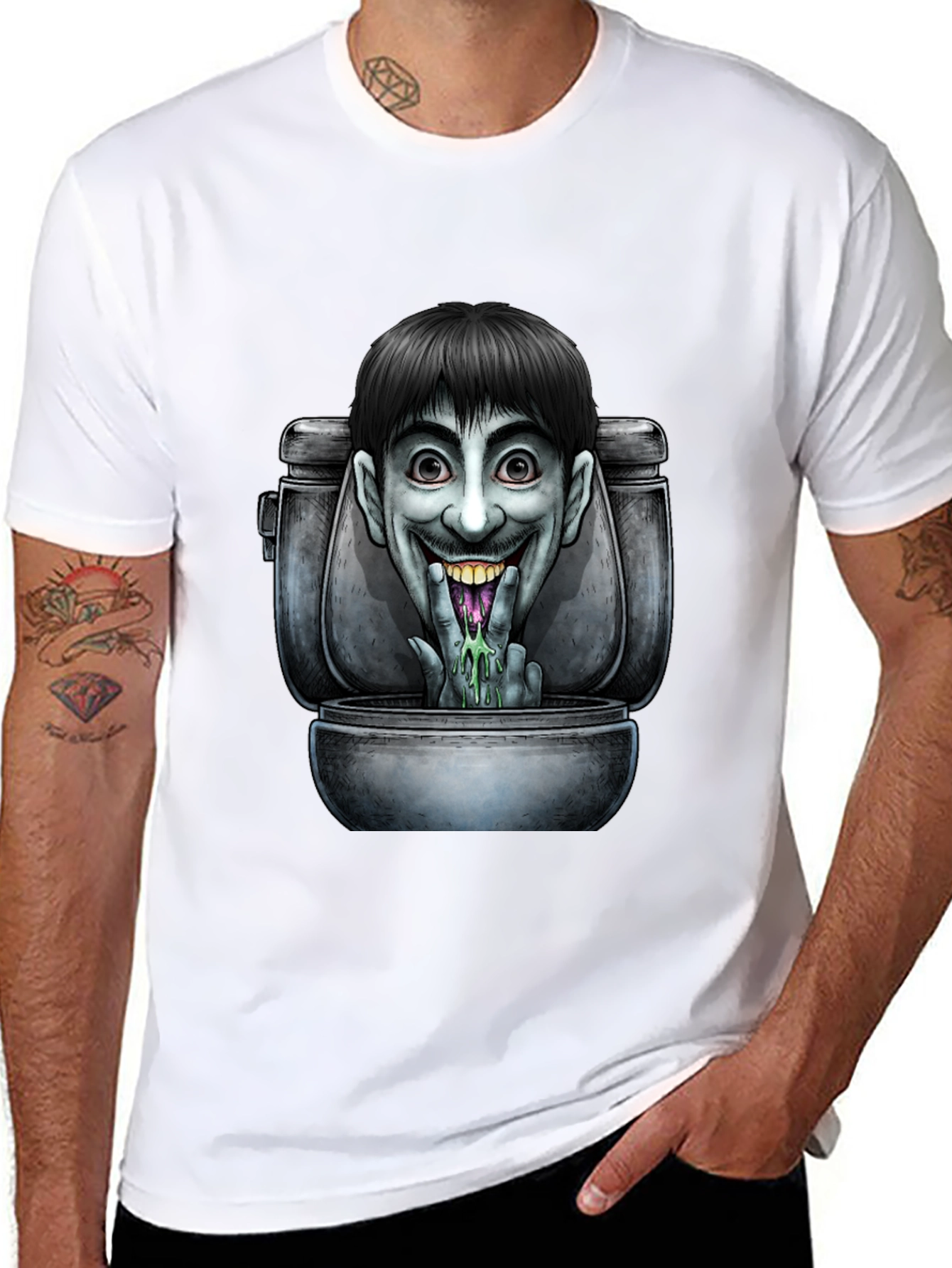 Toilet Monster Graphic Tee - Unique Horror Design