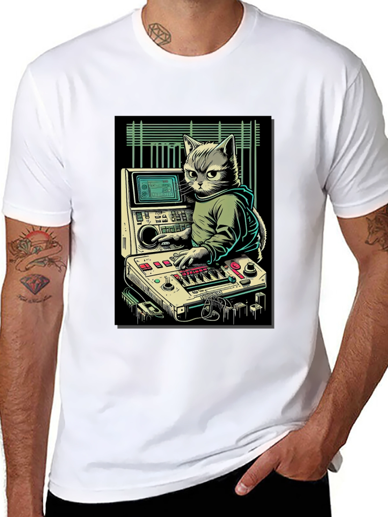 DJ Cat Graphic T-Shirt - Cool & Unique