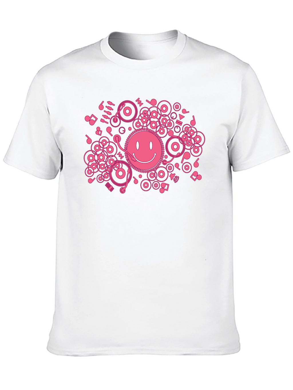 DJ Smiley Face T-Shirt - Black Cotton Graphic Tee