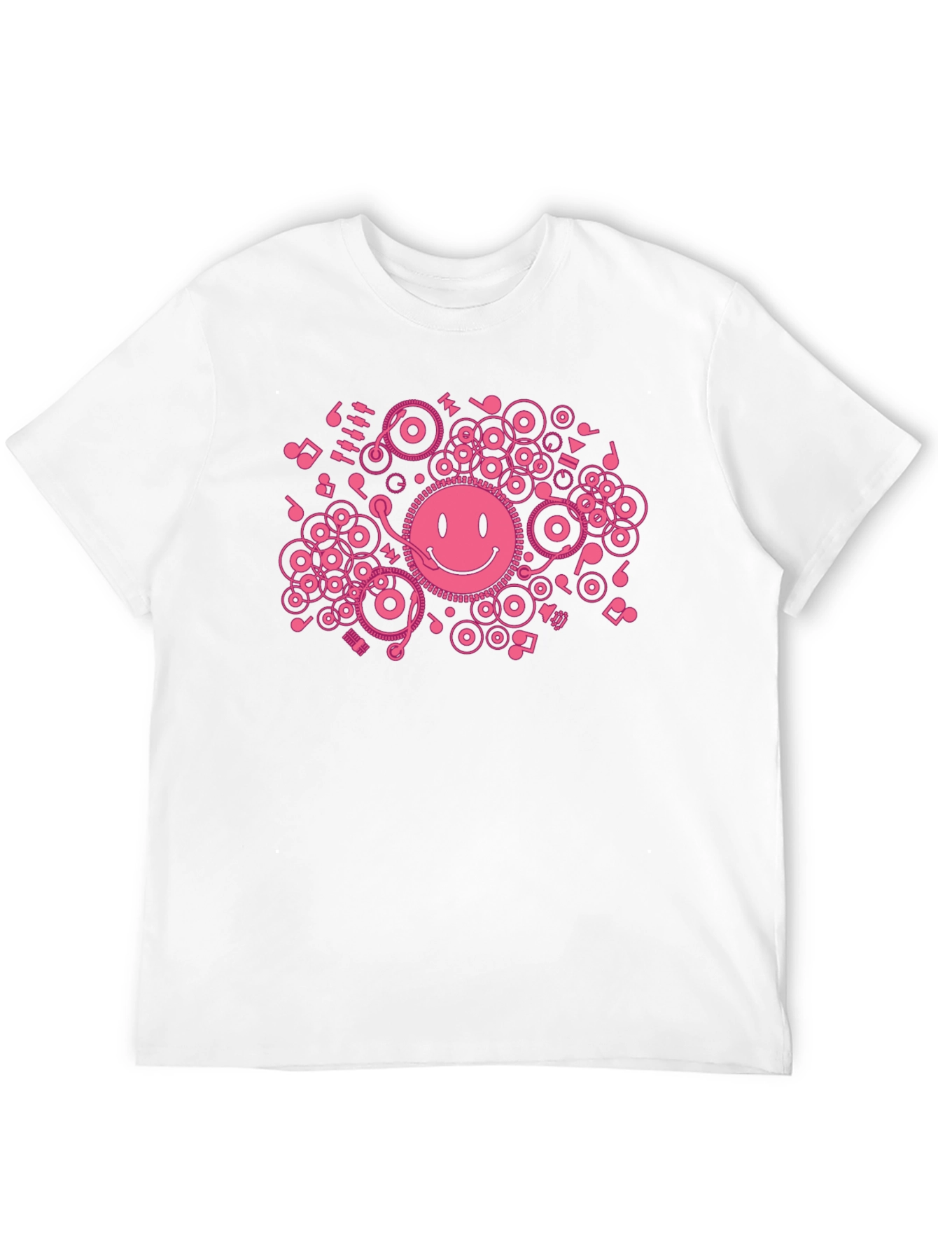 DJ Smiley Face T-Shirt - Black Cotton Graphic Tee