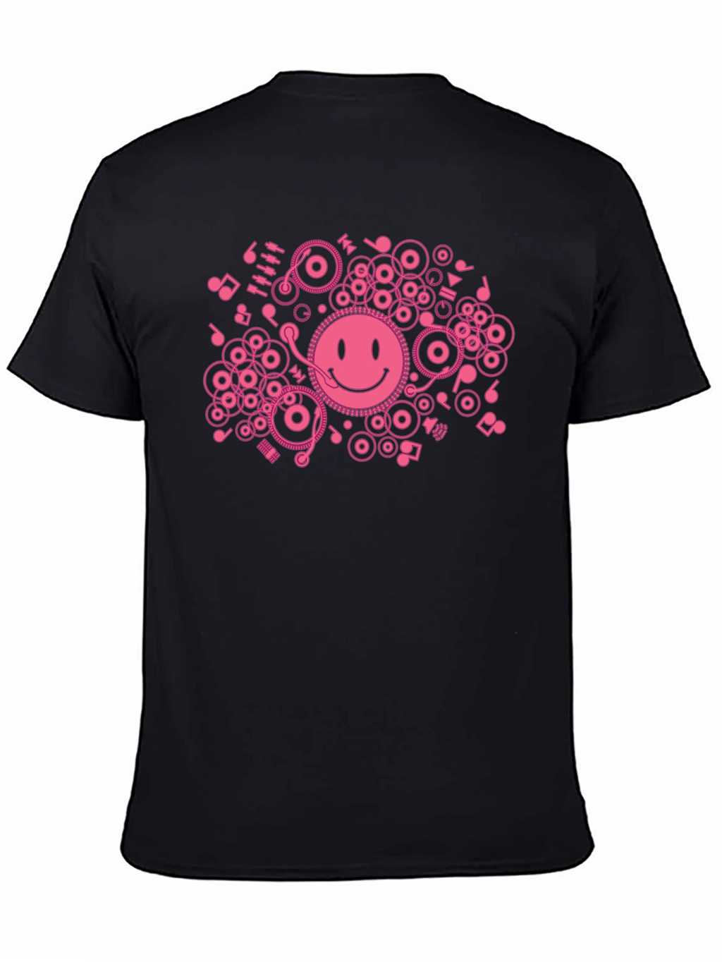 DJ Smiley Face T-Shirt - Black Cotton Graphic Tee
