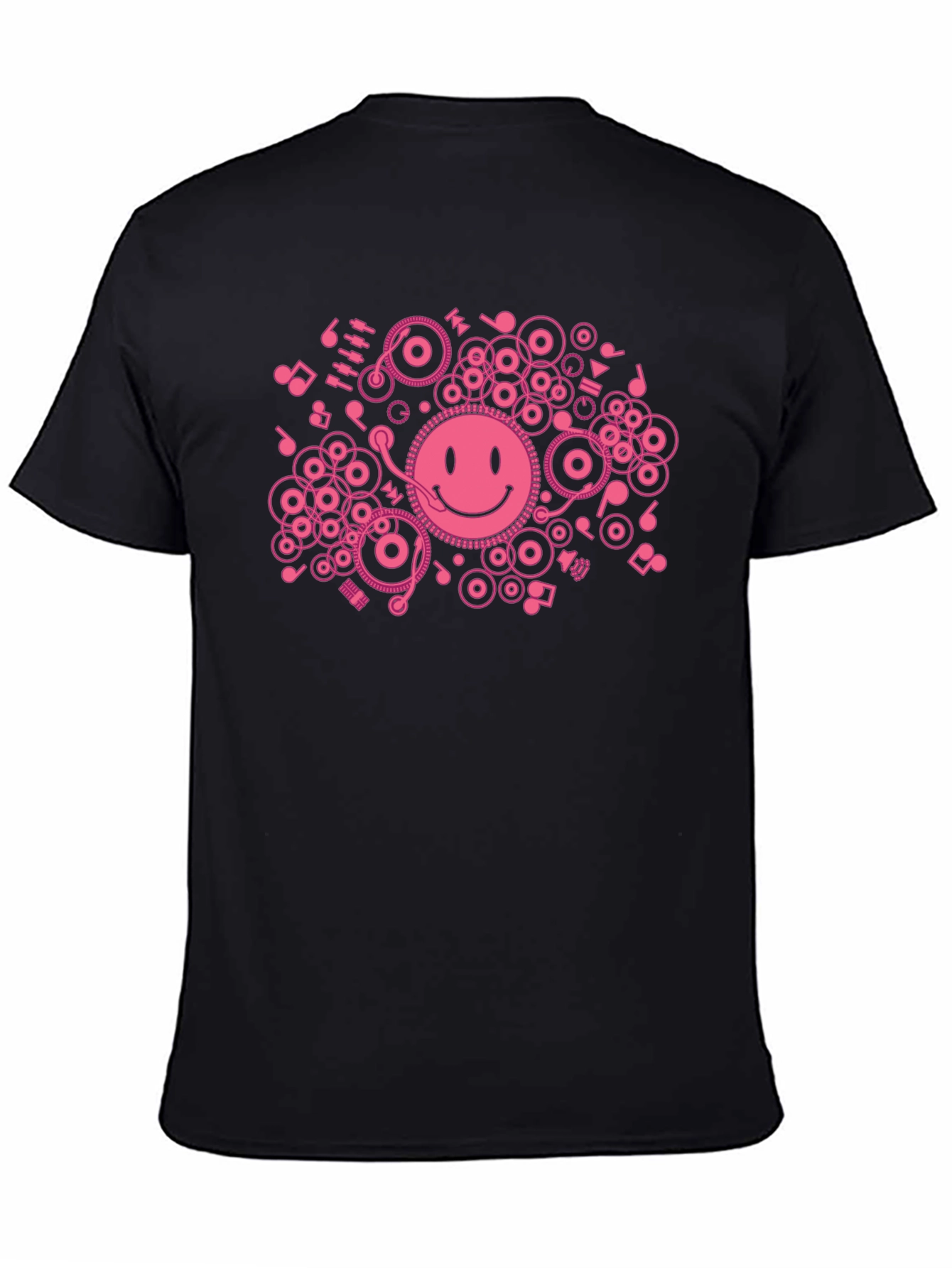 DJ Smiley Face T-Shirt - Black Cotton Graphic Tee