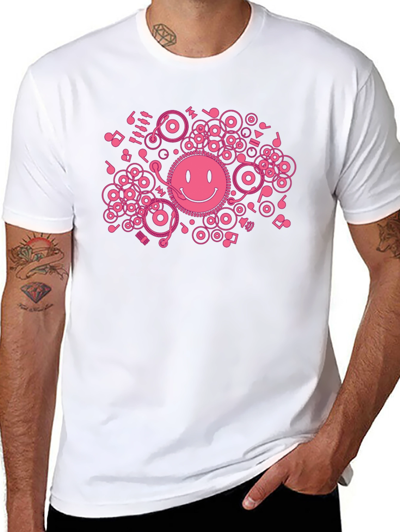 DJ Smiley Face T-Shirt - Black Cotton Graphic Tee
