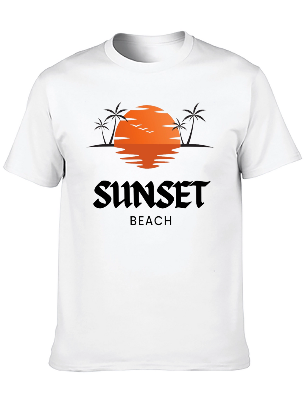 Sunset Beach Graphic Tee - Black Cotton T-Shirt