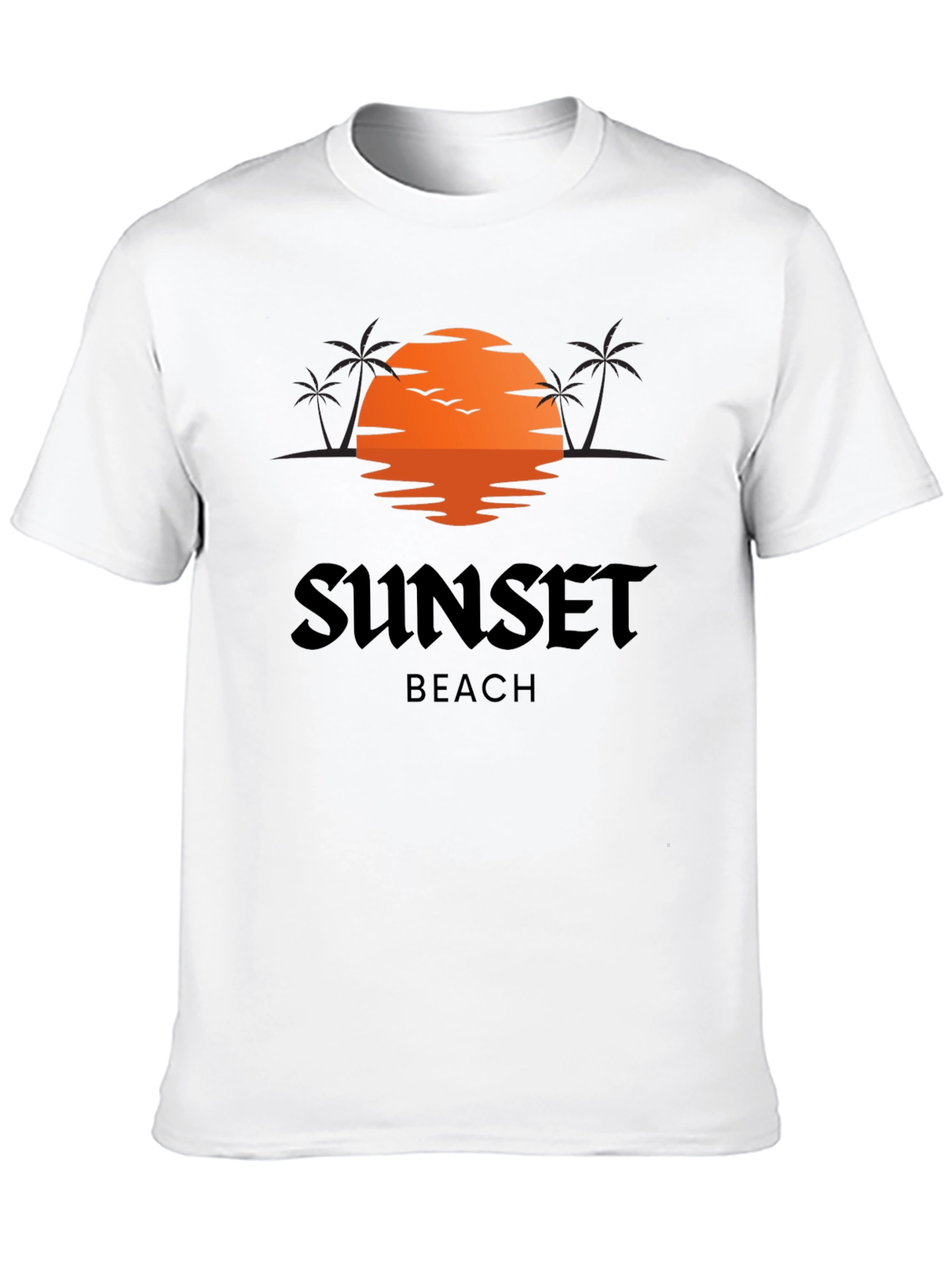Sunset Beach Graphic Tee - Black Cotton T-Shirt