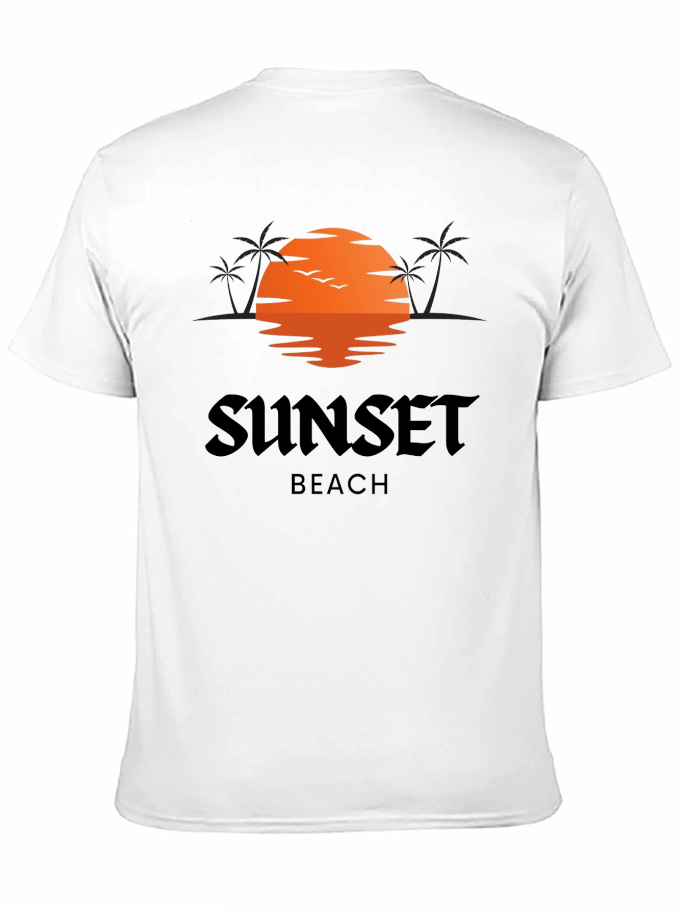 Sunset Beach Graphic Tee - Black Cotton T-Shirt