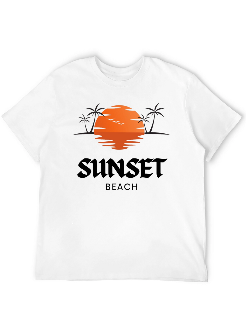 Sunset Beach Graphic Tee - Black Cotton T-Shirt