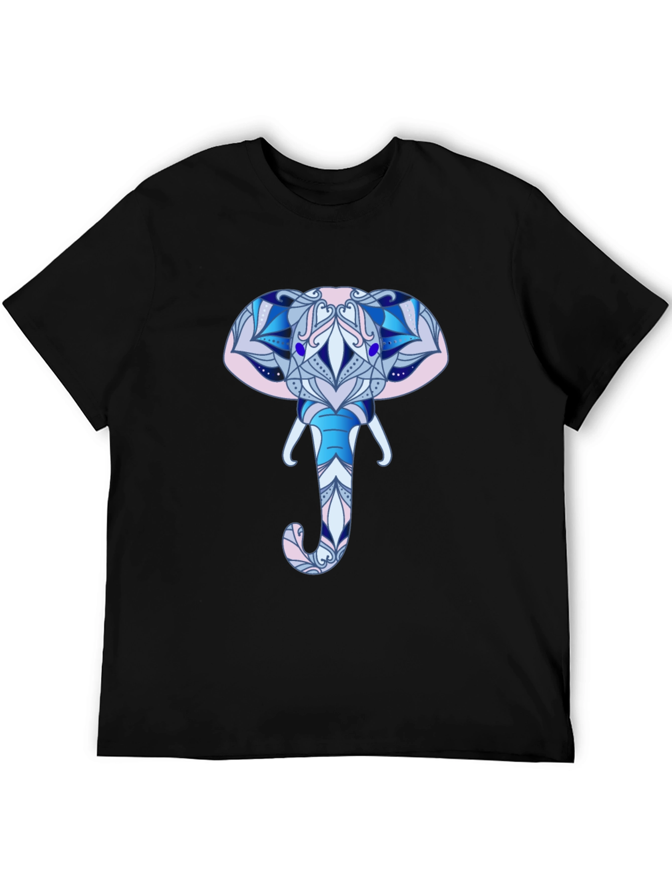 Elephant Mandala Graphic T-Shirt - Black
