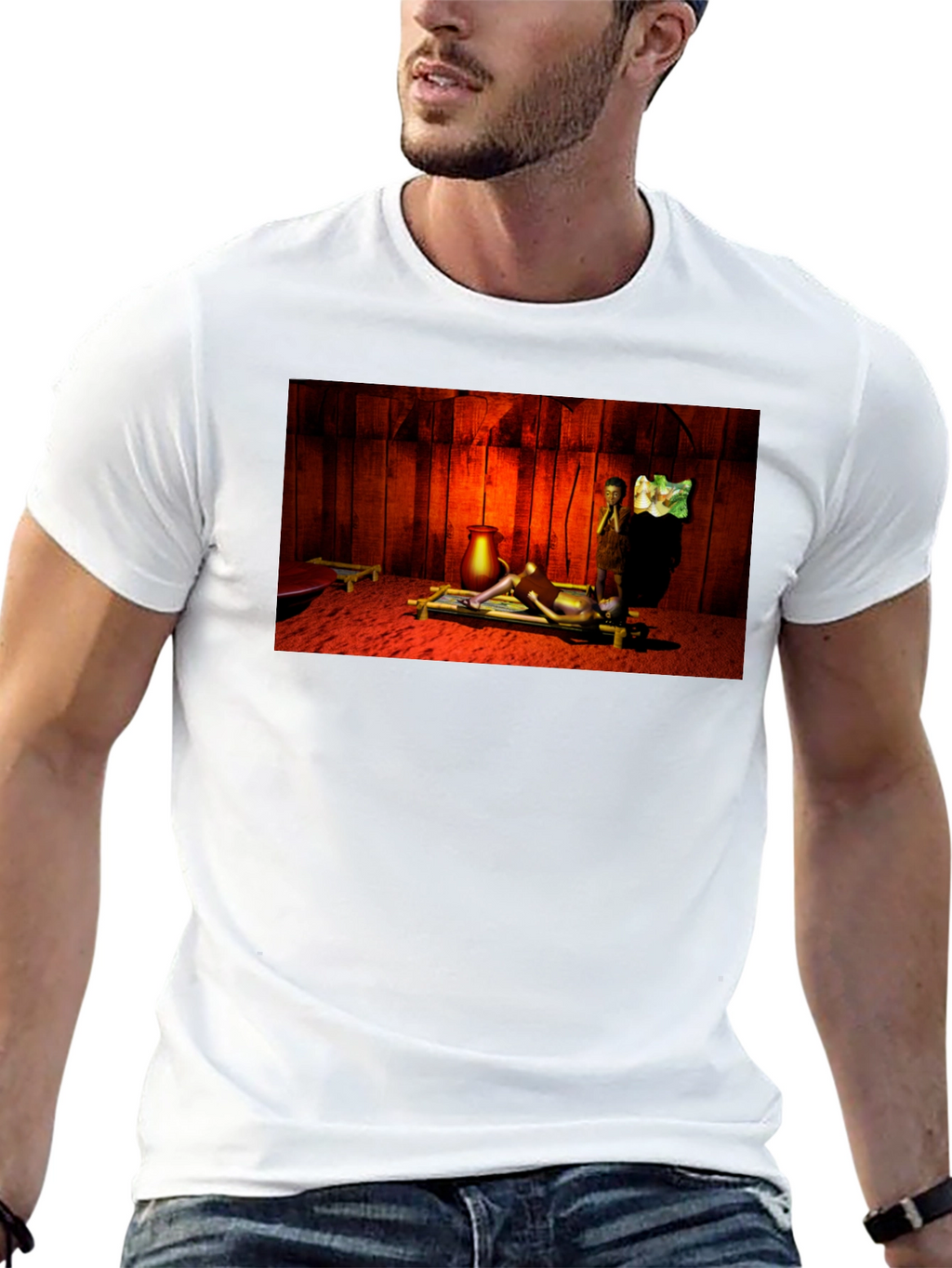 Unique Graphic Tee - Ancient Scene Design