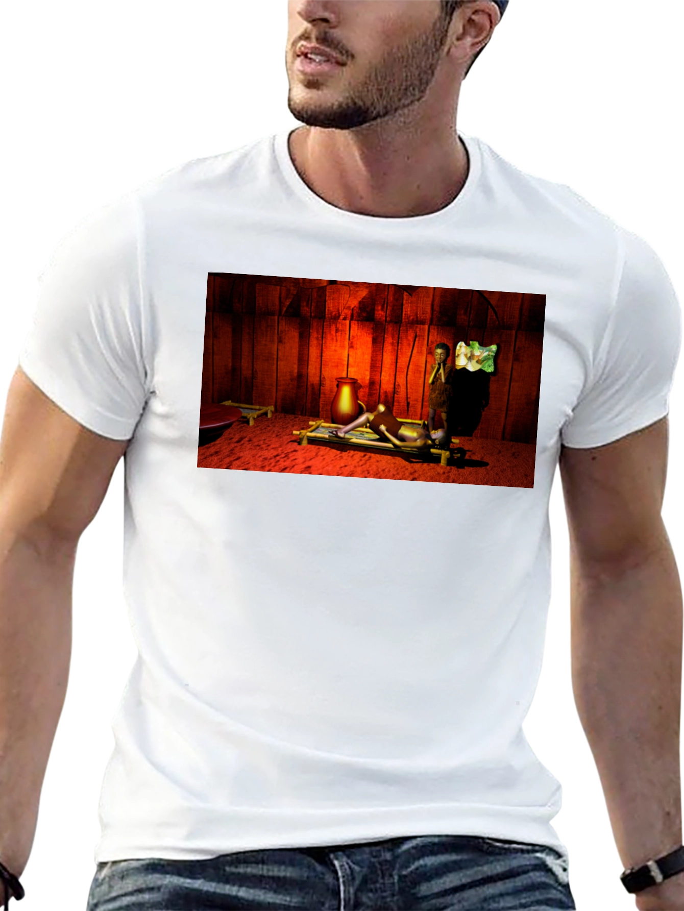 Unique Graphic Tee - Ancient Scene Design