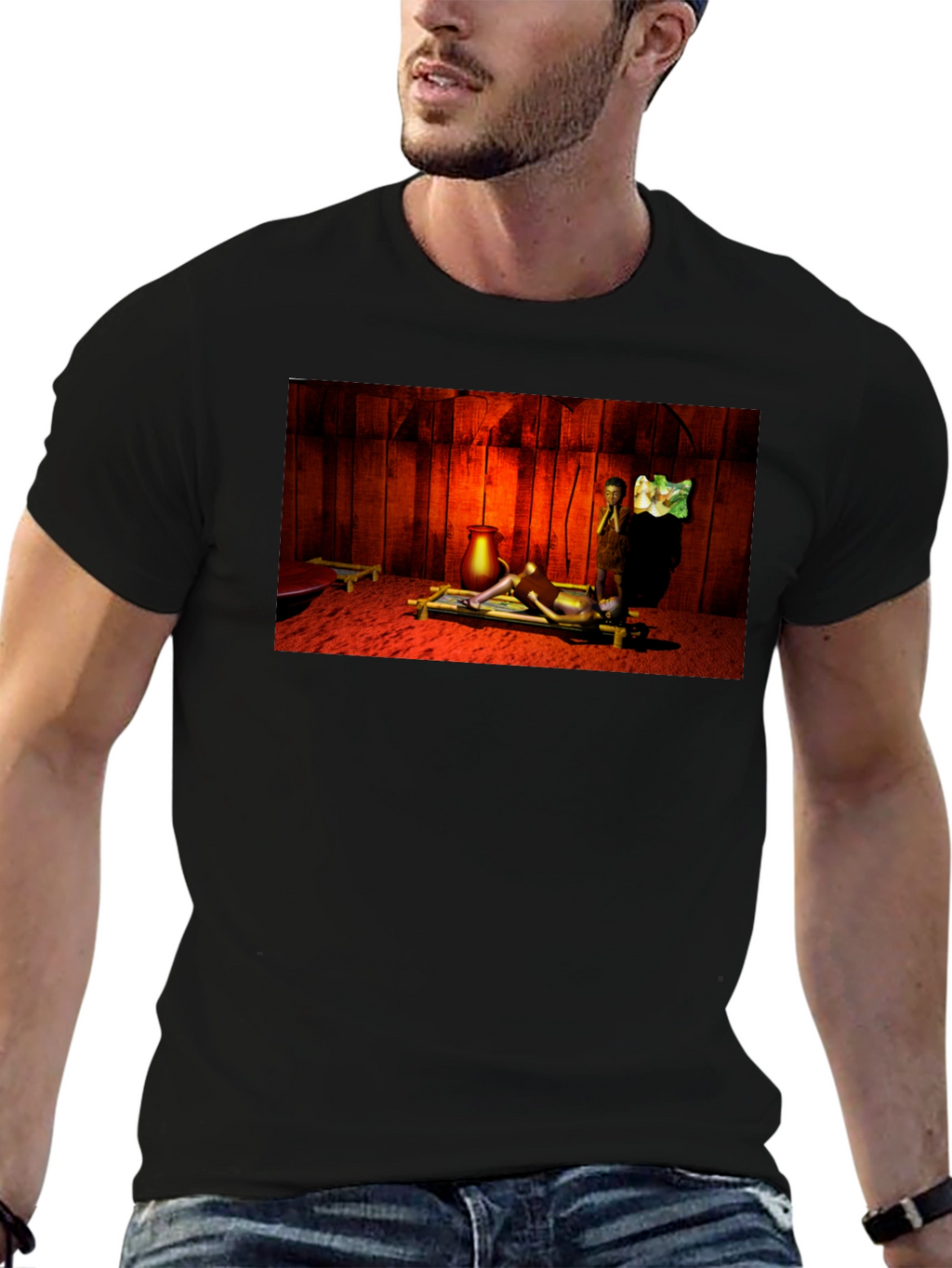 Unique Graphic Tee - Ancient Scene Design