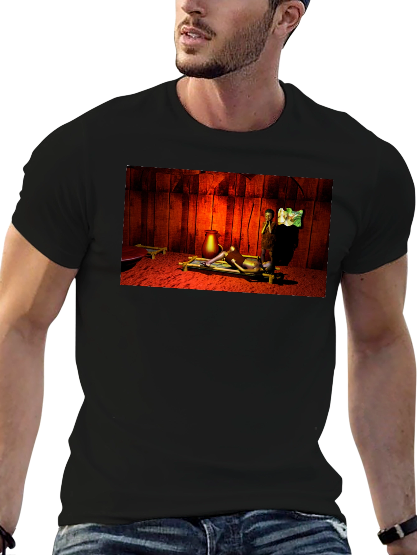 Unique Graphic Tee - Ancient Scene Design