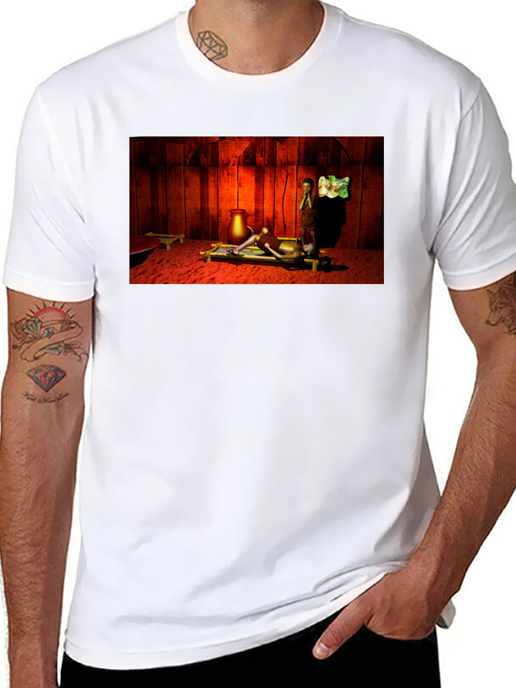 Unique Graphic Tee - Ancient Scene Design