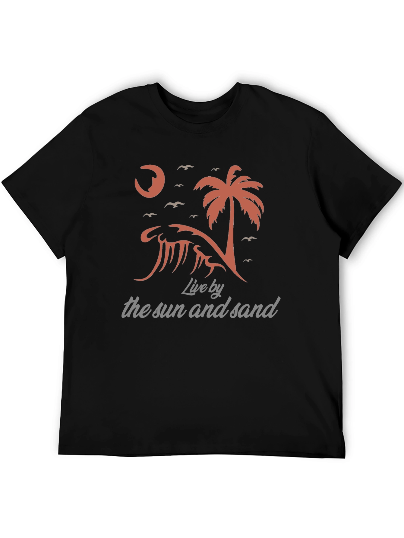 Live By The Sun and Sand Mens Black Graphic Tee