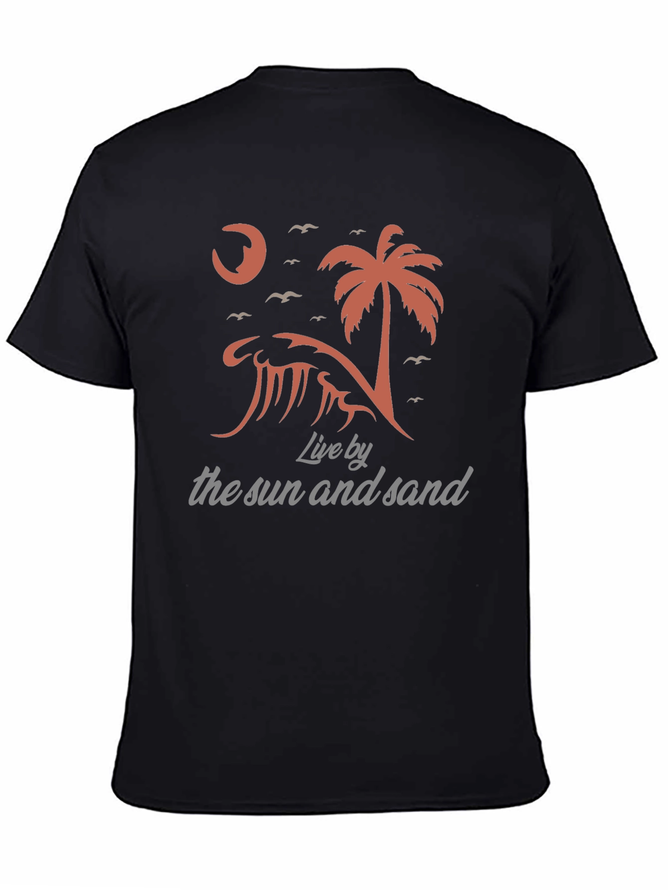Live By The Sun and Sand Mens Black Graphic Tee