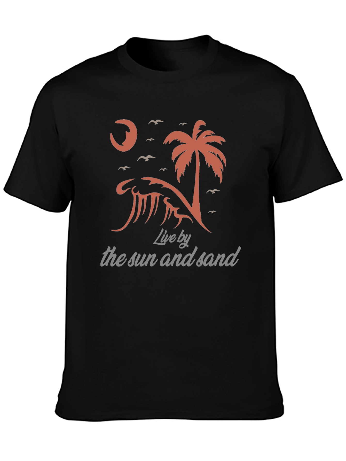 Live By The Sun and Sand Mens Black Graphic Tee