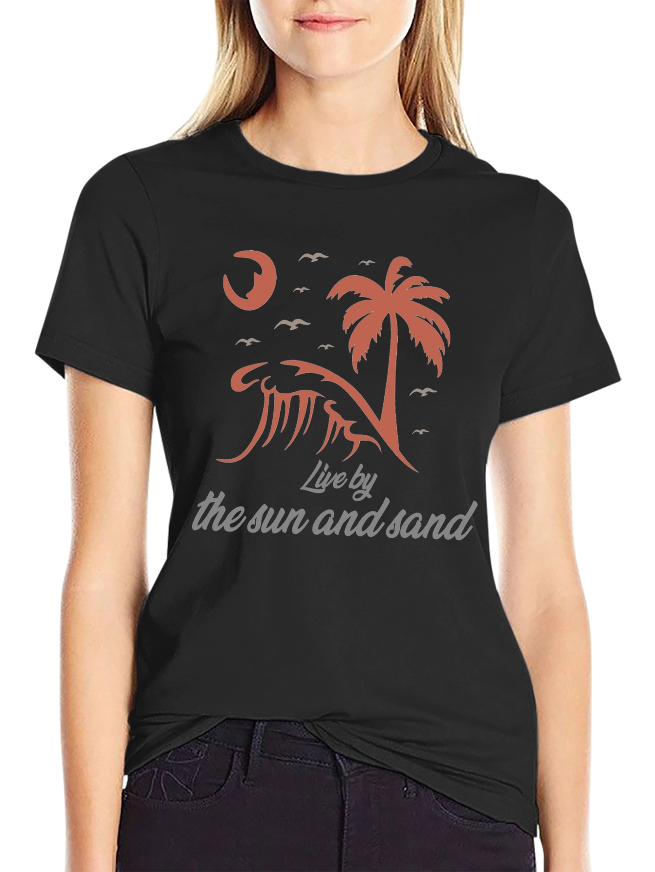 Live By The Sun and Sand Mens Black Graphic Tee