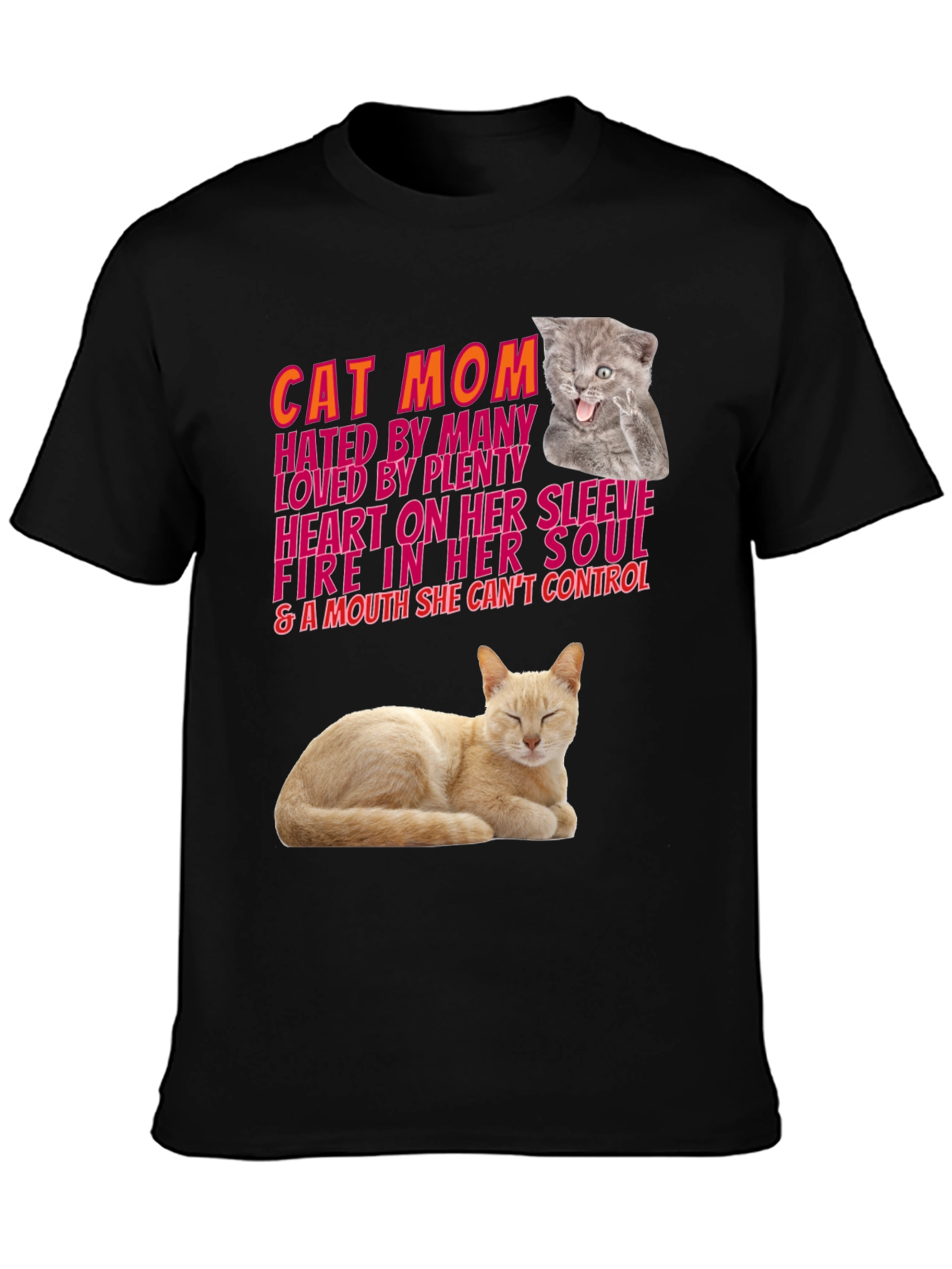 Cat Mom Graphic T-Shirt - Hated By Many Loved By Plenty