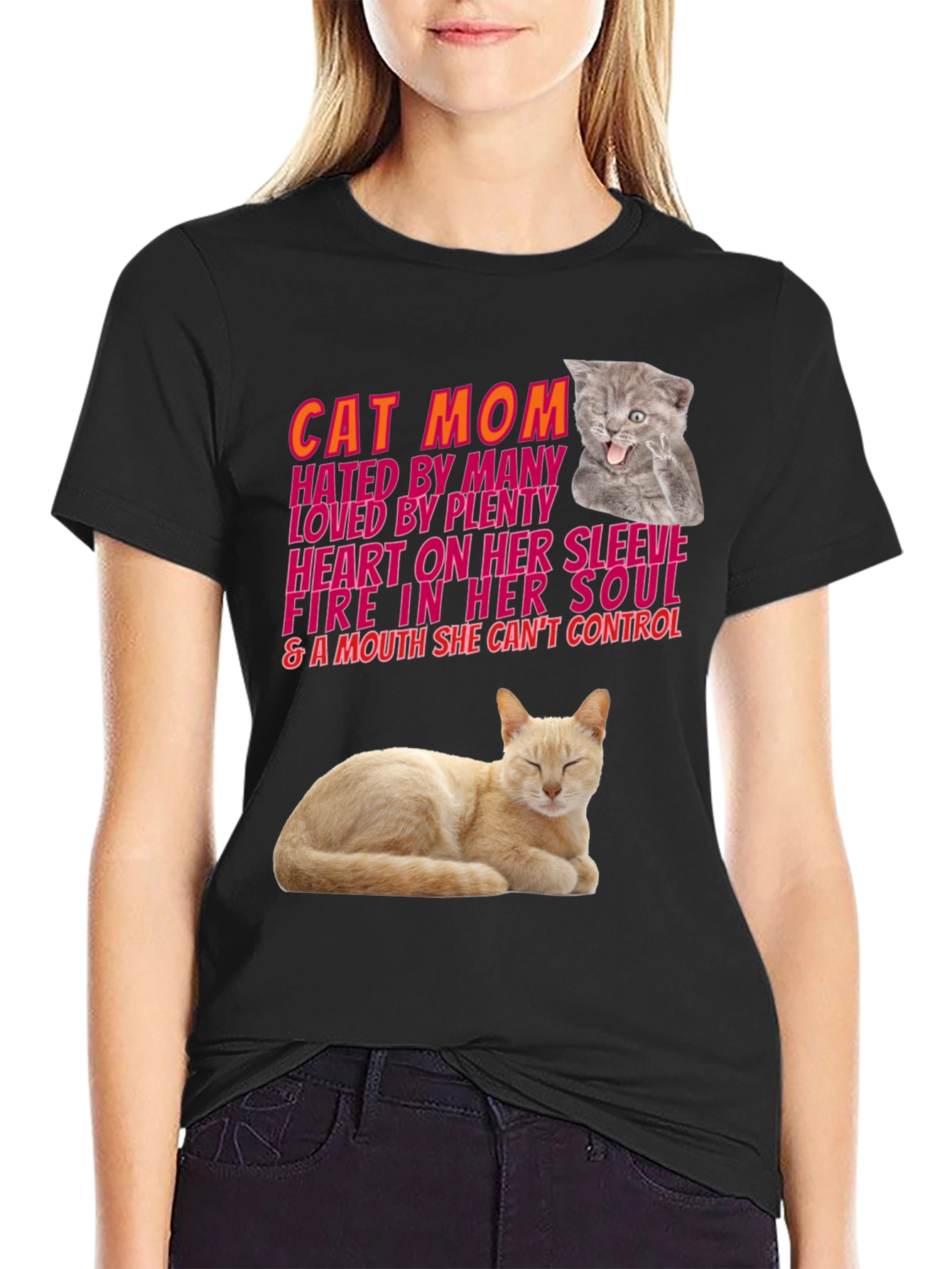 Cat Mom Graphic T-Shirt - Hated By Many Loved By Plenty