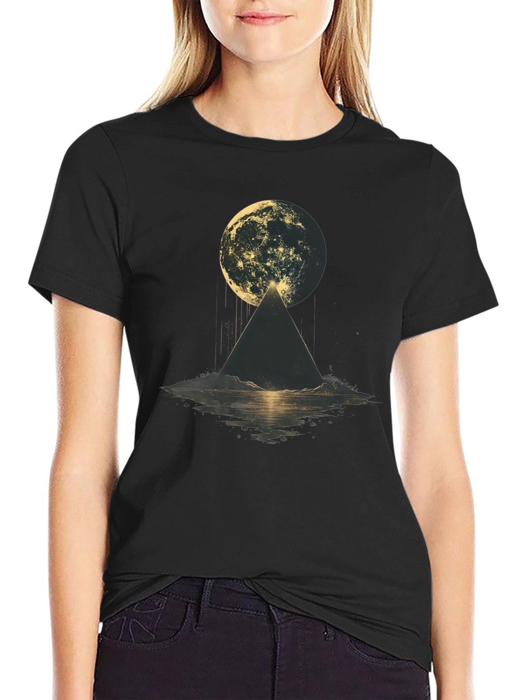 Mystic Moon Pyramid Black T-Shirt