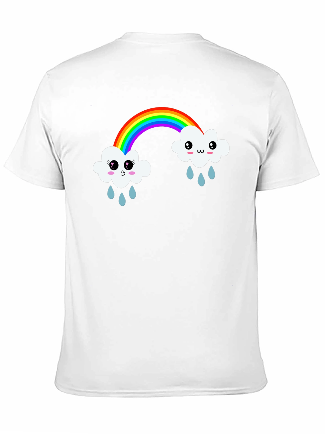 Kawaii Rainbow Cloud Black T-Shirt