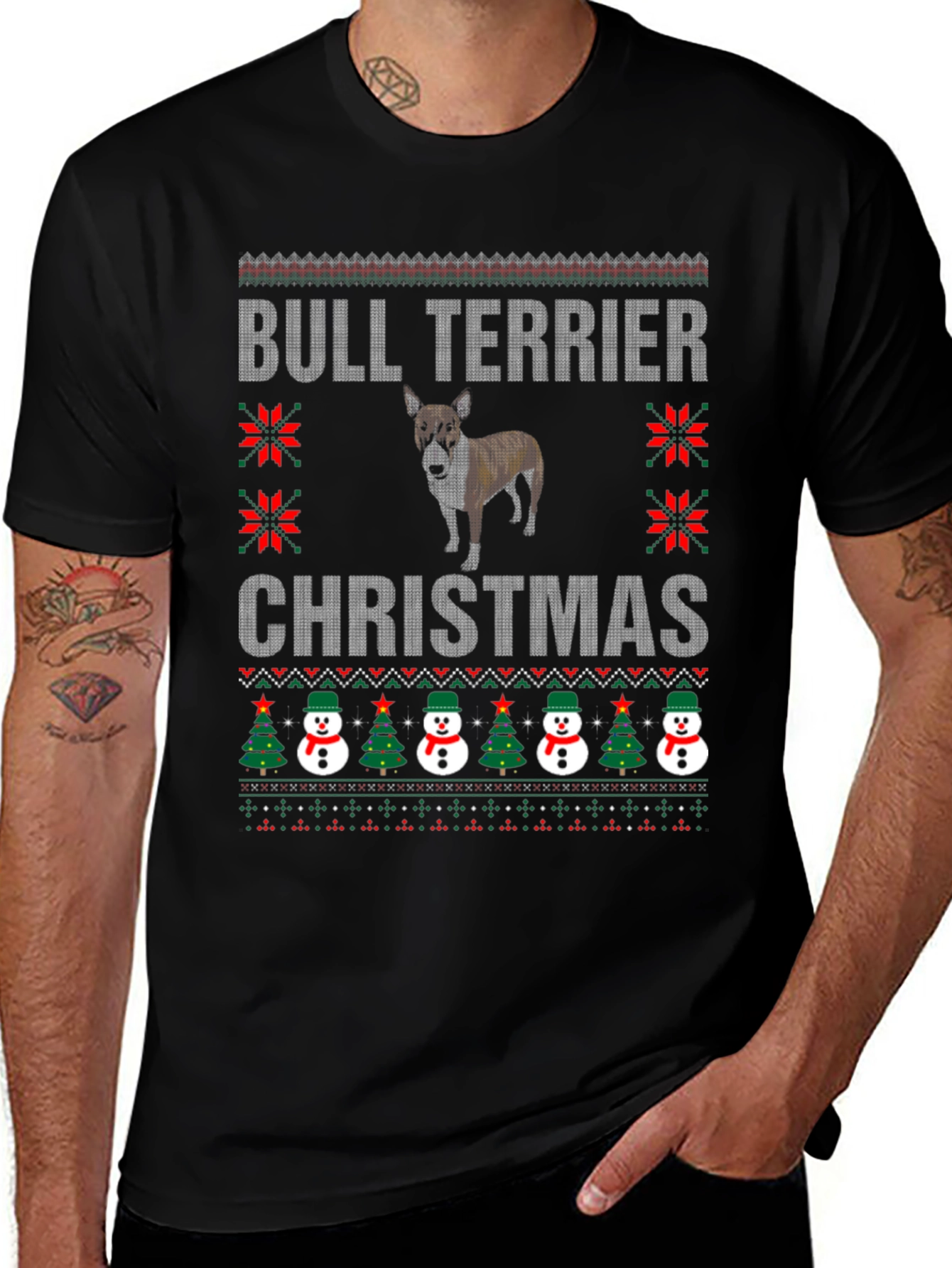Bull Terrier Christmas Ugly Sweater T-Shirt