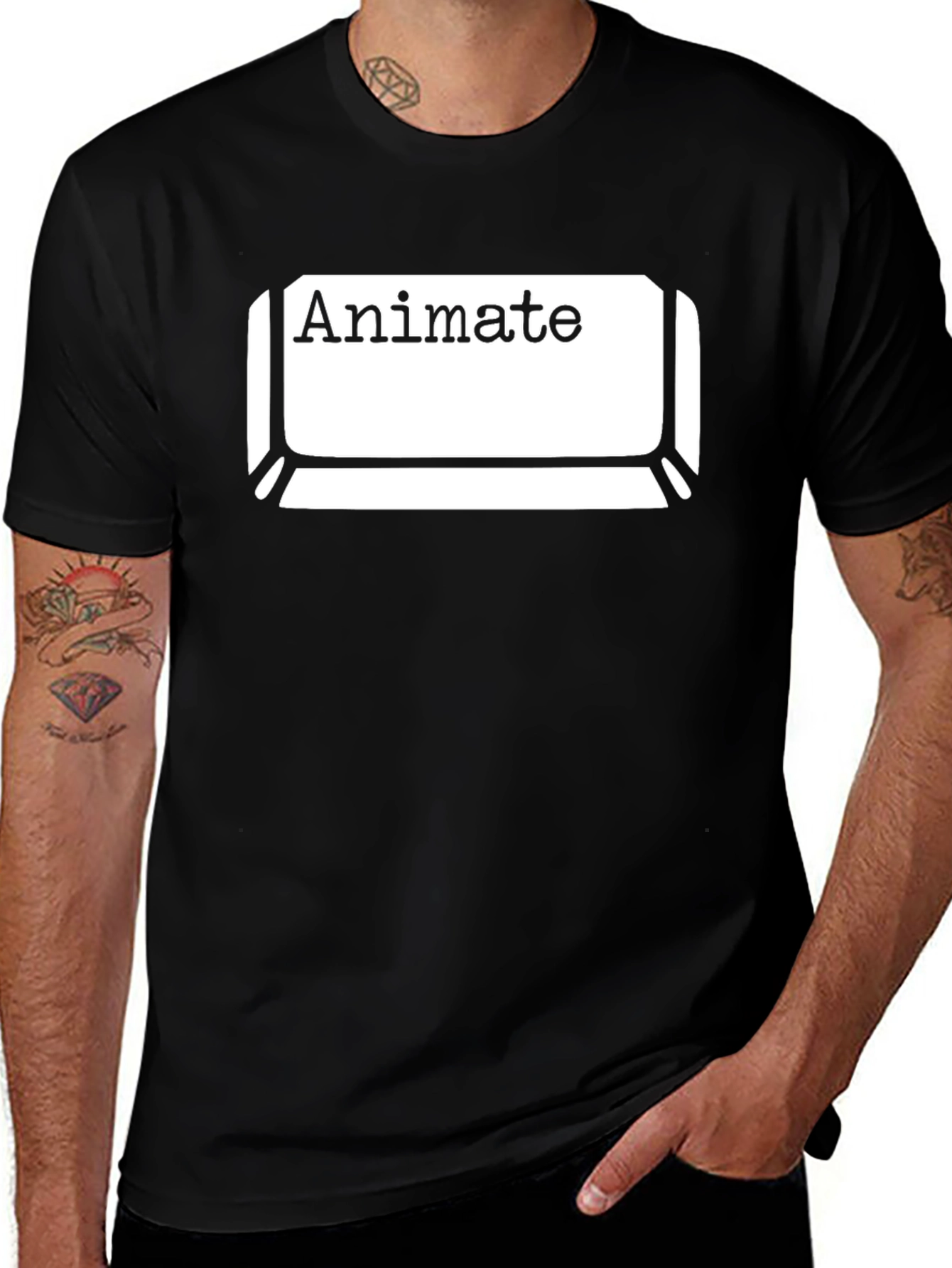 Animate Keyboard Key Graphic Tee - Black Cotton T-Shirt