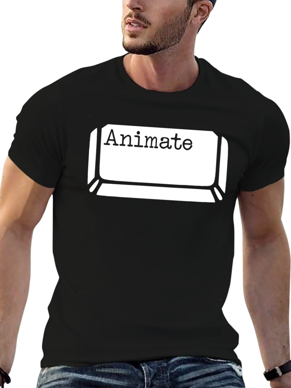 Animate Keyboard Key Graphic Tee - Black Cotton T-Shirt
