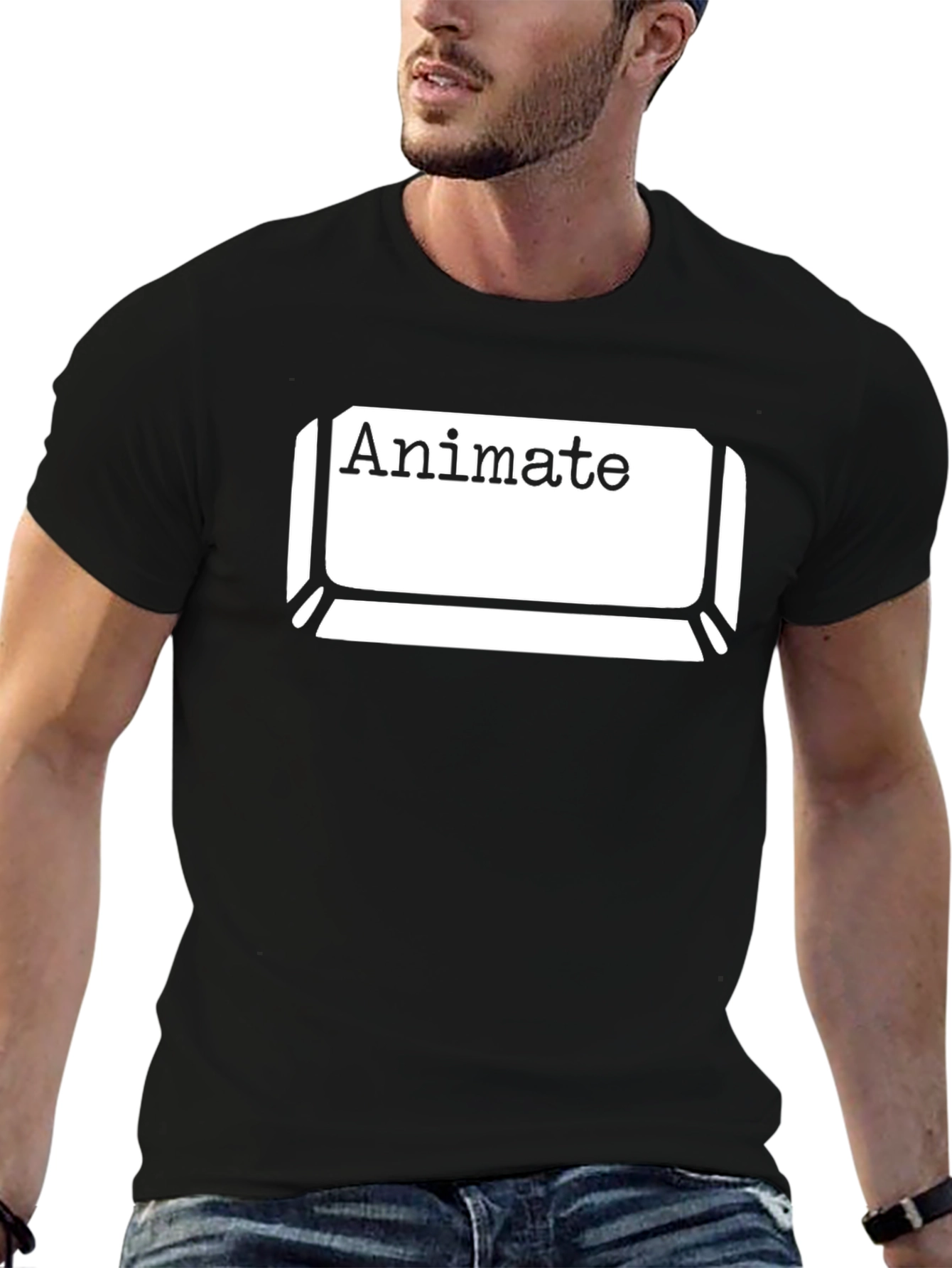 Animate Keyboard Key Graphic Tee - Black Cotton T-Shirt