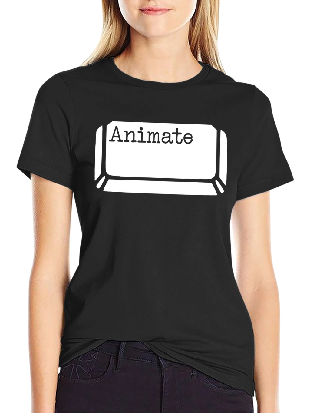 Animate Keyboard Key Graphic Tee - Black Cotton T-Shirt